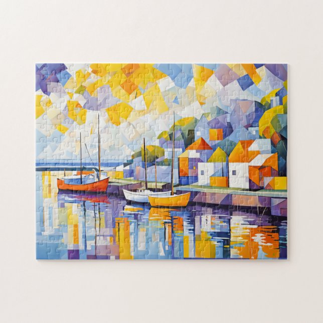Puzzle Escena de puerto cubista con barcos (Horizontal)