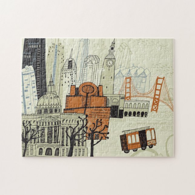 Puzzle Escena de San Francisco del Doodle (Horizontal)