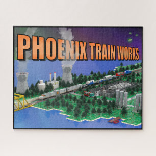 Puzzle Escena de tren atómico y planta de energía de PTW