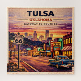 Puzzle Escena de viaje vintage Ruta 66 Tulsa Oklahoma