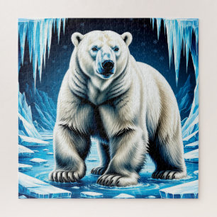Puzzle Escena de vida silvestre del oso polar en la cueva