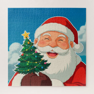 Puzzle Escena del árbol de Navidad de Santa para divertir