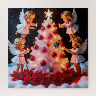 Puzzle Escena del árbol del ángel de Navidad para diversi