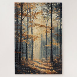 Puzzle Escena del camino del bosque al amanecer