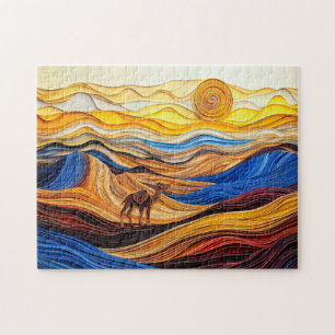 Puzzle Escena del desierto del Sahara con dromedario
