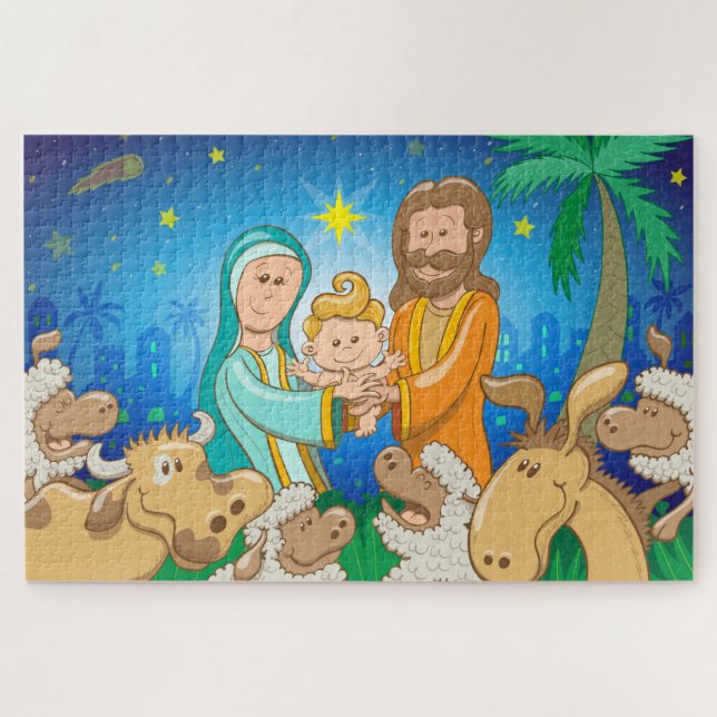 Puzzle Escena dulce de la natividad del bebé Jesús (Horizontal)