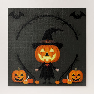 Puzzle Escena encantadora de Halloween con calabaza