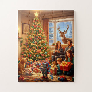 Puzzle Escena familiar de Navidad por la mañana