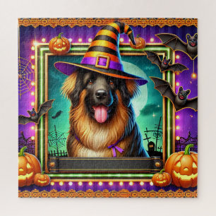 Puzzle Escena Feliz de Perro Bruja de Halloween con Calab