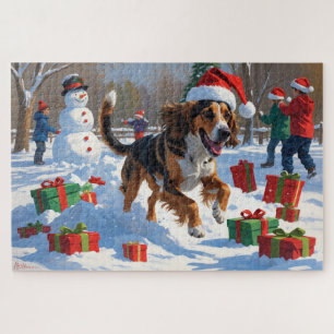Puzzle Escena festiva de Navidad con un lebrel afgano en