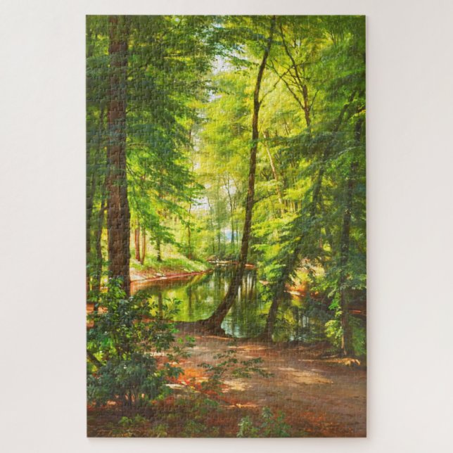 Puzzle Escena forestal hombre pescando desde un barco Dan (Vertical)