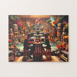 Puzzle Escena íntima de la jungla del bar Tiki en el crep
