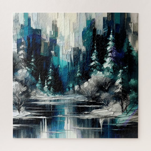 Puzzle Escena invernal de ciudad pintada 1006 (Vertical)