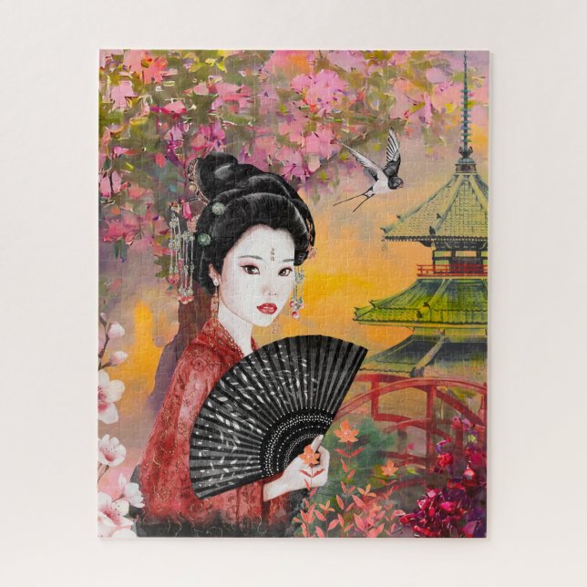 Puzzle Escena japonesa con una mujer (Vertical)