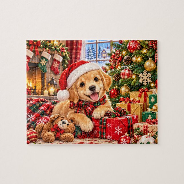 Puzzle Escena navideña de cachorro (Horizontal)