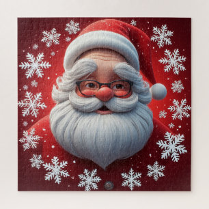 Puzzle Escena nevada de Santa Claus alegre para diversión