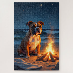 Puzzle Escena nocturna de la hoguera en la playa del Bull