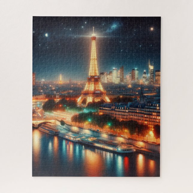 Puzzle Escena nocturna de París Francia (Vertical)