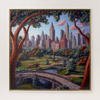 PUZZLE ESCENA PINTADA DE UN PARQUE URBANO C1900