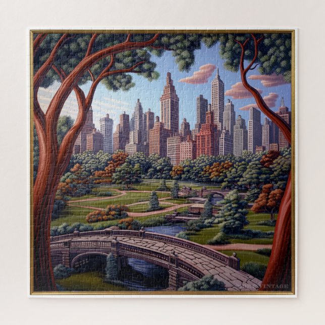 PUZZLE ESCENA PINTADA DE UN PARQUE URBANO C1900 (Vertical)