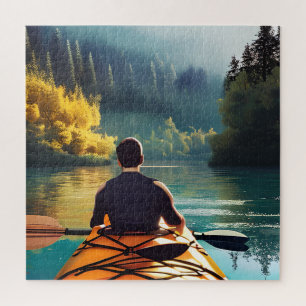 Puzzle Escena serena de remo en kayak Hombre en kayak e