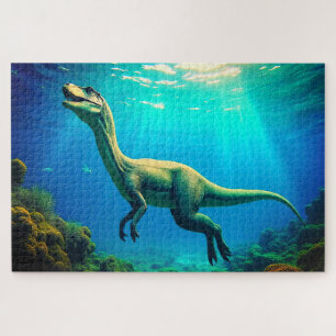 Puzzle Escena surrealista de dinosaurio submarino