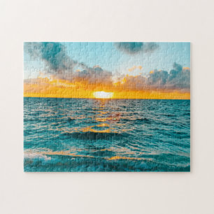 Puzzle Escena tropical de playa del atardecer - Gran barr