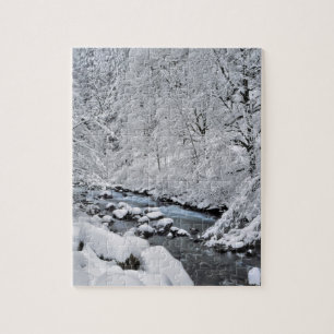 Puzzle Escenario de arroyo blanco nevado, Oregón