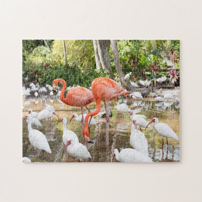 Puzzle Escenario de flamencos rosados de Florida tropical (Horizontal)