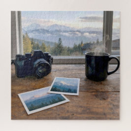 Puzzle Escenas de montaña instantáneas con cámara y café