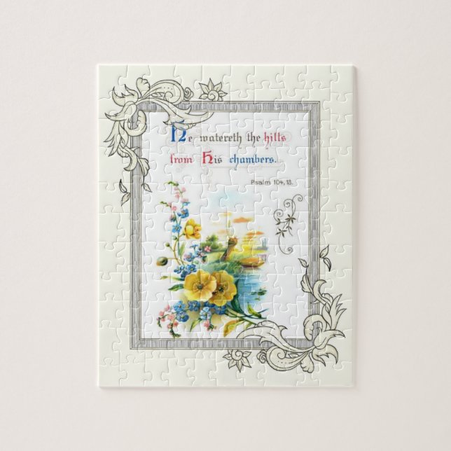Puzzle Escritura cristiana y flores bonitas (Vertical)