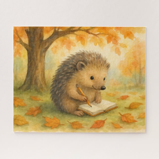 Puzzle Escritura de otoño de Hedgehog (Horizontal)