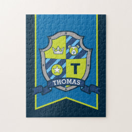 Puzzle Escudo príncipe Knight personalizado de oso azul