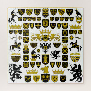 Puzzle Escudos herálicos, diseños simbólicos.