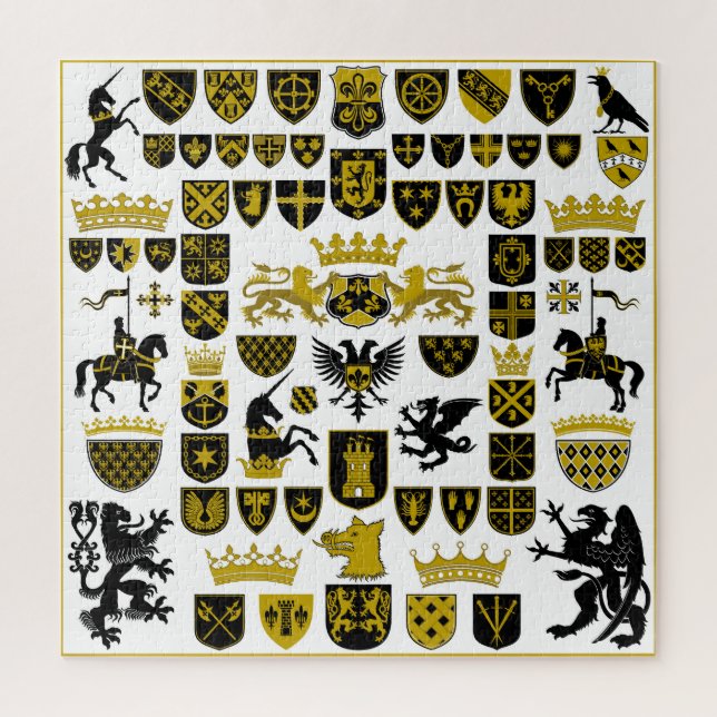 Puzzle Escudos herálicos, diseños simbólicos. (Vertical)