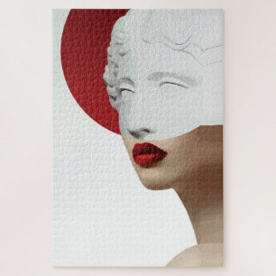 Puzzle Escultura Clásica Minimalista Círculo Rojo Moderno