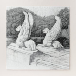 Puzzle Escultura de Griffins lápiz monocromo Art