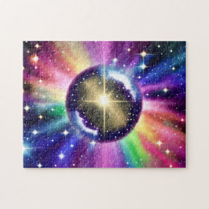Puzzle Esfera disco espejo arcoiris en el espacio ultrate