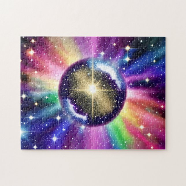 Puzzle Esfera disco espejo arcoiris en el espacio ultrate (Horizontal)