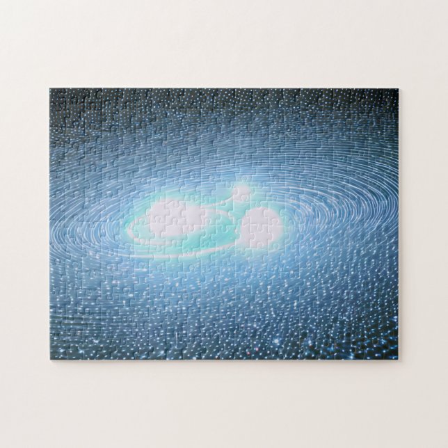 Puzzle Esferas blancas brillantes cósmicas girando en el  (Horizontal)