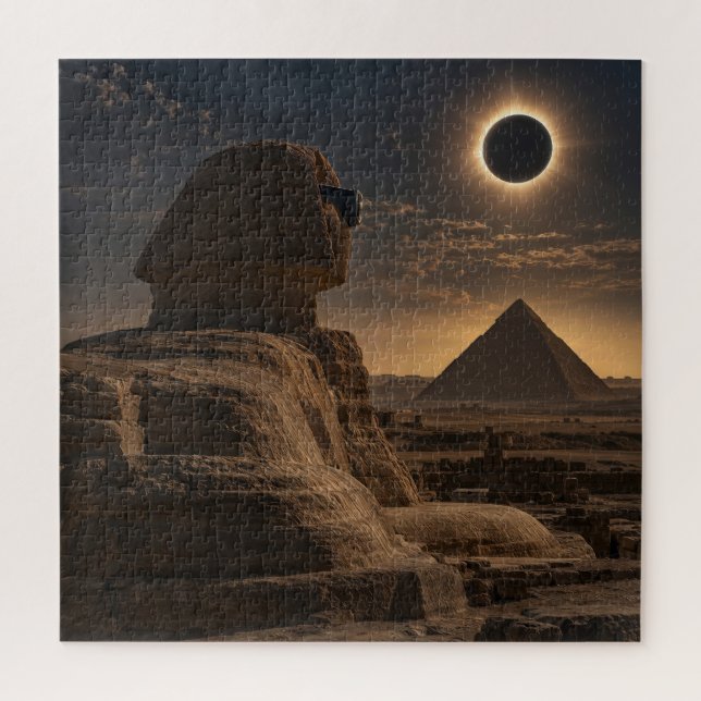 Puzzle Esfinge mirando un eclipse solar total (Vertical)