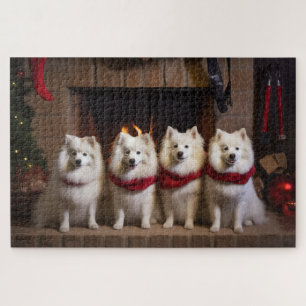 Puzzle Eskimo Americano junto a la Chimenea Navidad