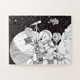 Puzzle Espacio de color con un cachorro astronauta