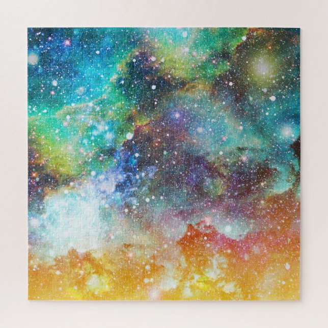 Puzzle Espacio futurista, fondo nebuloso estrellado. (Vertical)