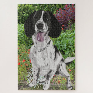 Puzzle España de Black and White Springer contra una flor