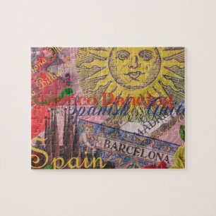 Puzzle España Vintage Sol Viaje Collage Retro Europa