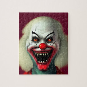 Puzzle espantoso retrato de horror de payaso monstruo feo