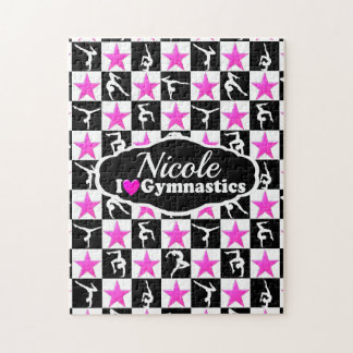 PUZZLE ESPECTACULAR DISEÑO DE GIMNASTICA ROSA Y NEGRA