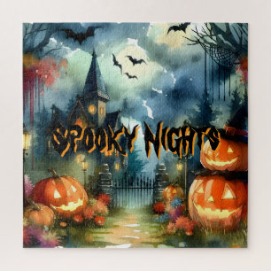 Puzzle Espectacular y hermoso paisaje de Halloween acuare
