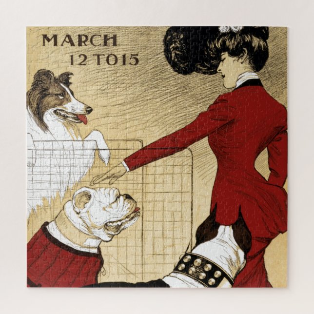 Puzzle Espectáculo de perro de época Ilustracion Art Anti (Vertical)